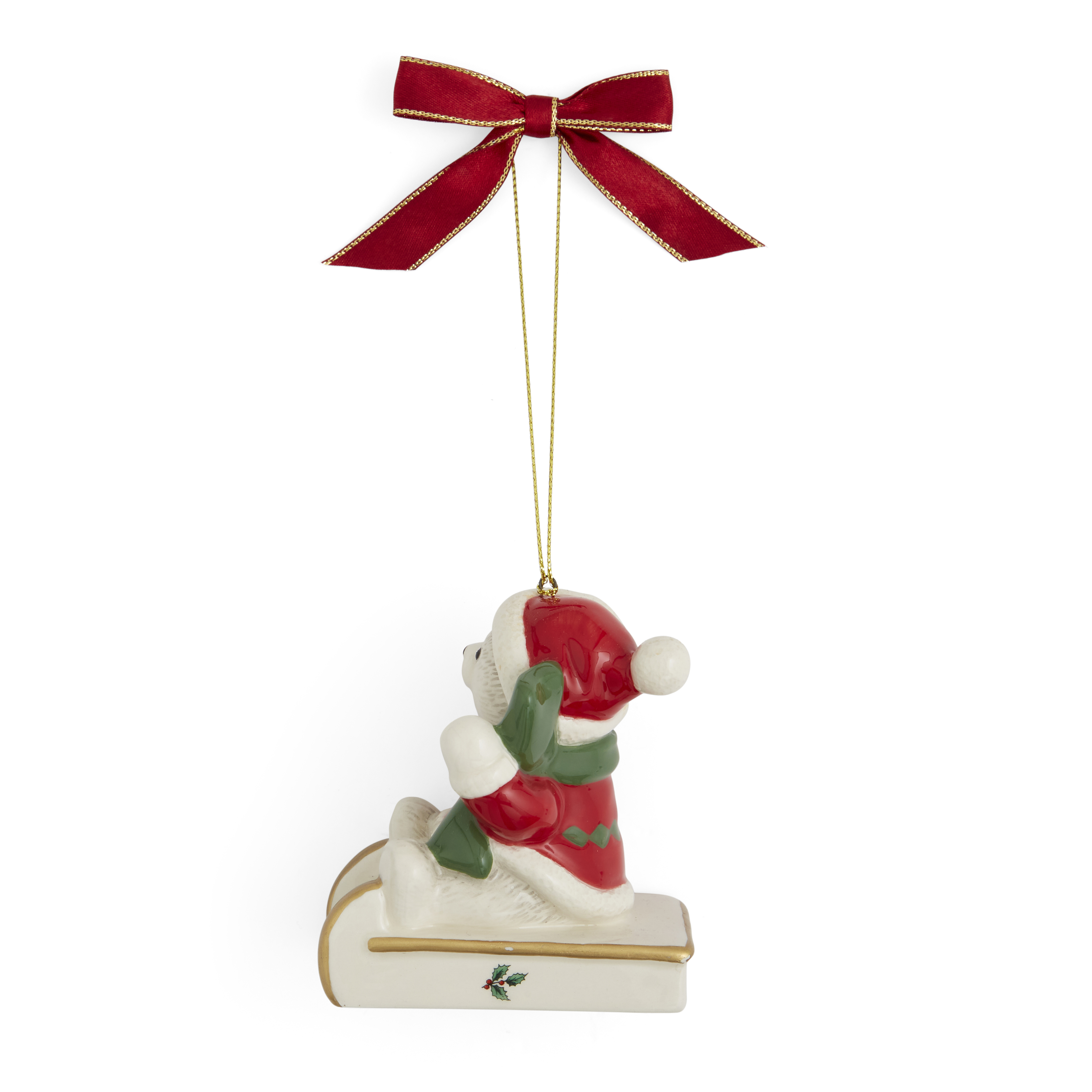 Christmas Tree Teddy On Sleigh Ornament image number null